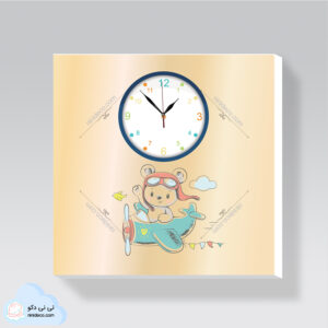 ساعت دیواری طرح خرس خلبان و هواپیما